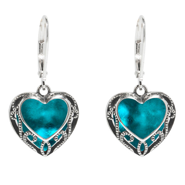 Homespun Hearts Sterling Silver Lever Back Earrings-Earrings-Bottled Up Designs