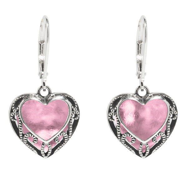 Homespun Hearts Sterling Silver Lever Back Earrings-Earrings-Bottled Up Designs