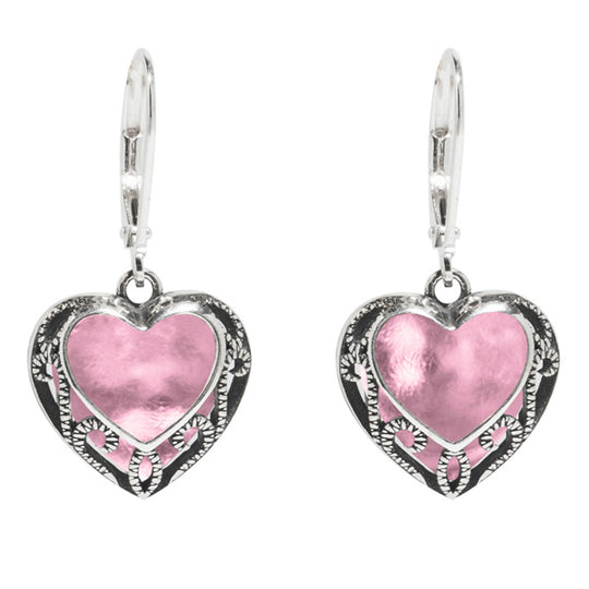 Homespun Hearts Silver Lever Back Earrings