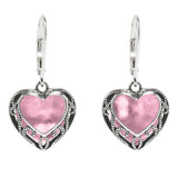 Homespun Hearts Sterling Silver Lever Back Earrings