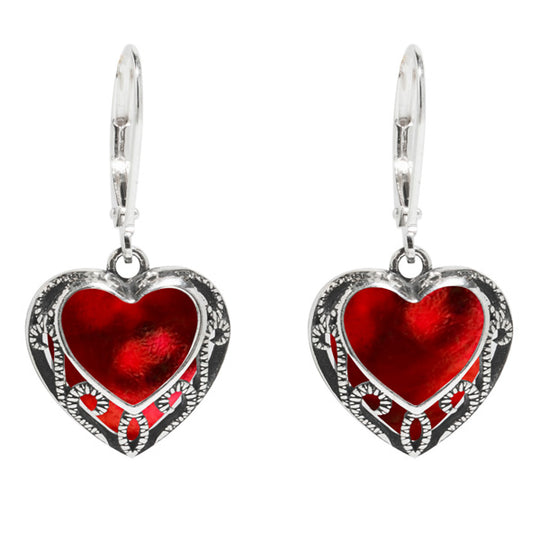 Homespun Hearts Silver Lever Back Earrings