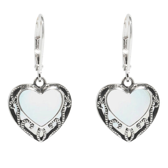 Homespun Hearts Silver Lever Back Earrings