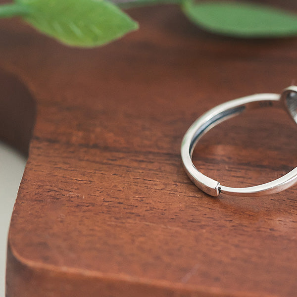 Homespun Hearts Adjustable Sterling Silver Ring-Glass Rings-Bottled Up Designs