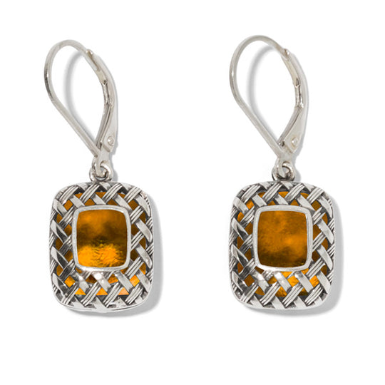 Vintage Quilted Square Sterling Silver Lever Back Earrings-Sterling Silver-Bottled Up Designs