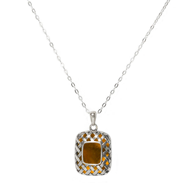 Vintage Quilted Square Sterling Silver Necklace-Sterling Silver-Bottled Up Designs