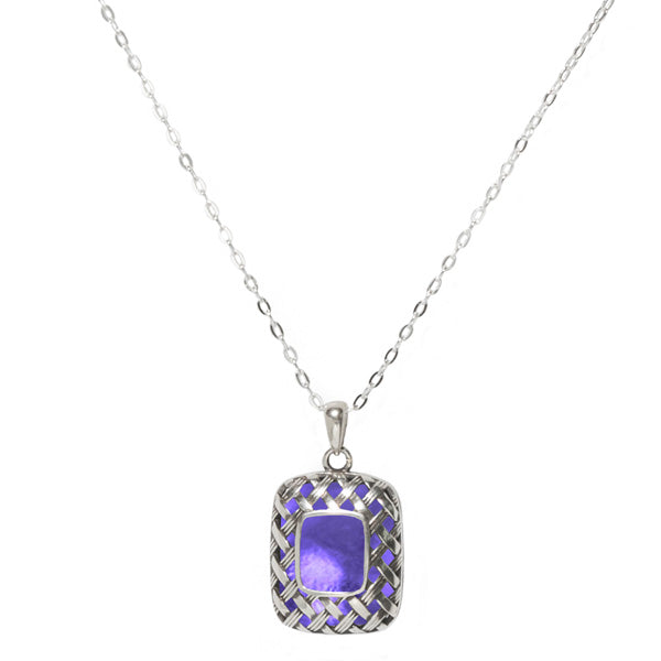 Vintage Quilted Square Sterling Silver Necklace-Sterling Silver-Bottled Up Designs
