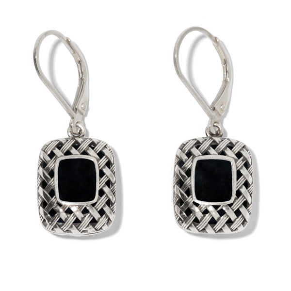 Vintage Quilted Square Sterling Silver Lever Back Earrings-Sterling Silver-Bottled Up Designs