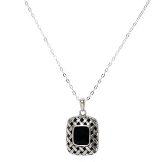 Vintage Quilted Square Sterling Silver Necklace-Sterling Silver-Bottled Up Designs