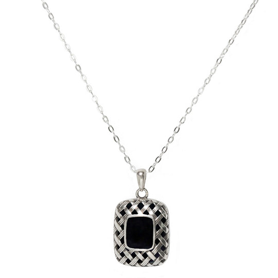 Vintage Quilted Square Sterling Silver Necklace-Sterling Silver-Bottled Up Designs