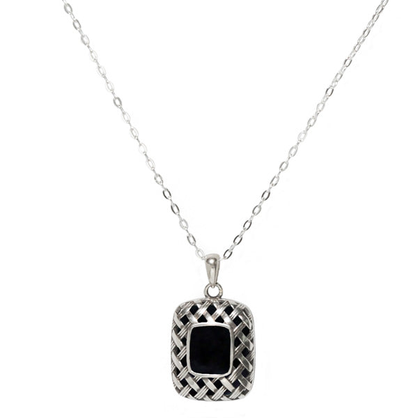 Vintage Quilted Square Sterling Silver Necklace-Sterling Silver-Bottled Up Designs