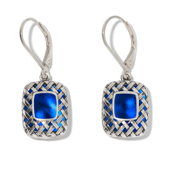 Vintage Quilted Square Sterling Silver Lever Back Earrings-Sterling Silver-Bottled Up Designs