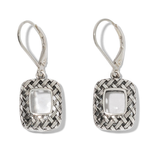 Vintage Quilted Square Sterling Silver Lever Back Earrings-Sterling Silver-Bottled Up Designs