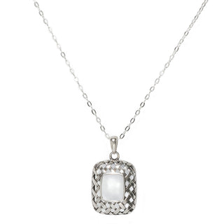 Vintage Quilted Square Sterling Silver Necklace-Sterling Silver-Bottled Up Designs