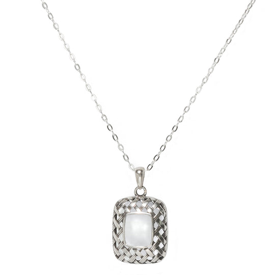 Vintage Quilted Square Sterling Silver Necklace-Sterling Silver-Bottled Up Designs