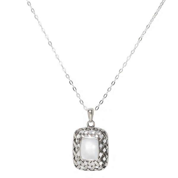 Vintage Quilted Square Sterling Silver Necklace-Sterling Silver-Bottled Up Designs