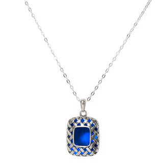 Vintage Quilted Square Sterling Silver Necklace-Sterling Silver-Bottled Up Designs