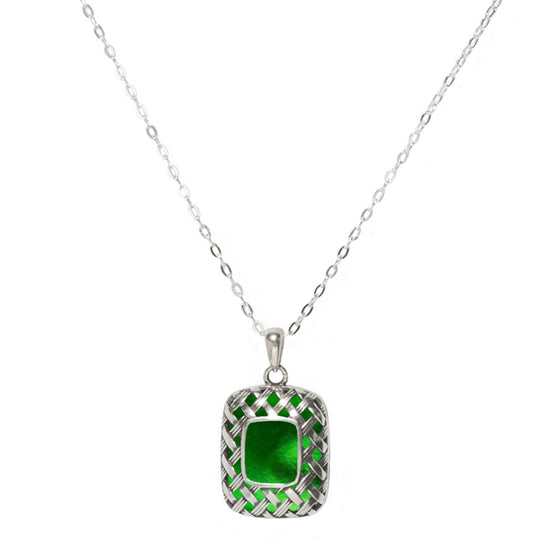 Vintage Quilted Square Sterling Silver Necklace-Sterling Silver-Bottled Up Designs