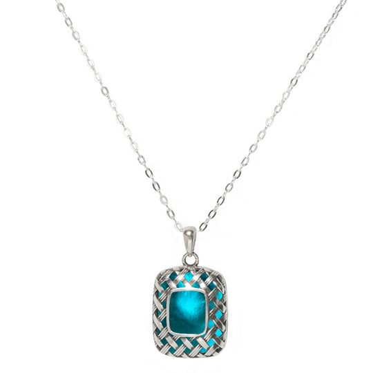 Vintage Quilted Square Sterling Silver Necklace-Sterling Silver-Bottled Up Designs