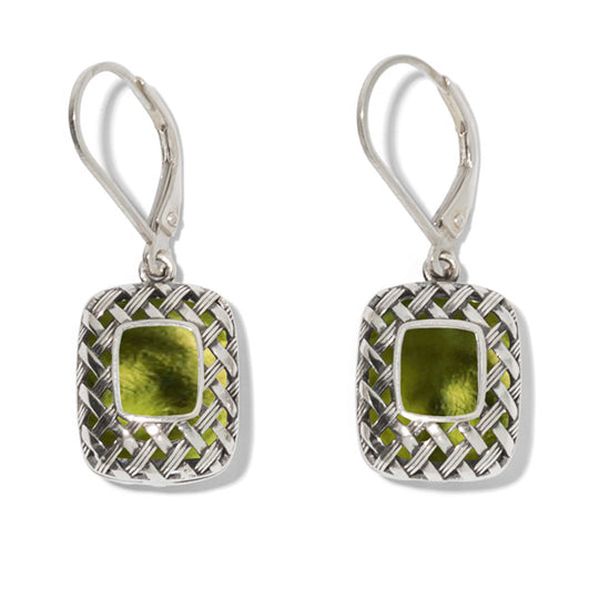 Vintage Quilted Square Sterling Silver Lever Back Earrings-Sterling Silver-Bottled Up Designs