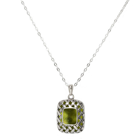 Vintage Quilted Square Sterling Silver Necklace-Sterling Silver-Bottled Up Designs
