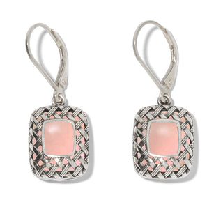 Vintage Quilted Square Sterling Silver Lever Back Earrings-Sterling Silver-Bottled Up Designs