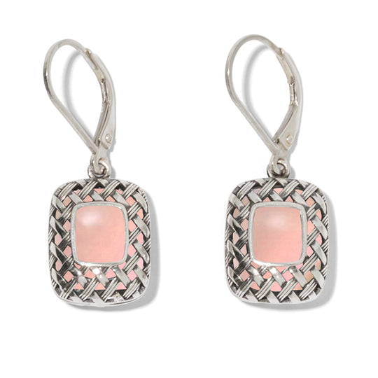 Vintage Quilted Square Sterling Silver Lever Back Earrings-Sterling Silver-Bottled Up Designs