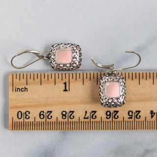 Vintage Quilted Square Sterling Silver Lever Back Earrings-Sterling Silver-Bottled Up Designs