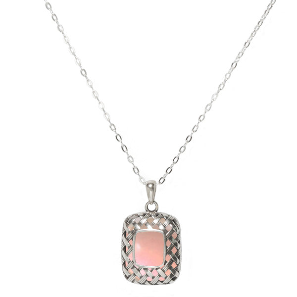 Vintage Quilted Square Sterling Silver Necklace-Sterling Silver-Bottled Up Designs