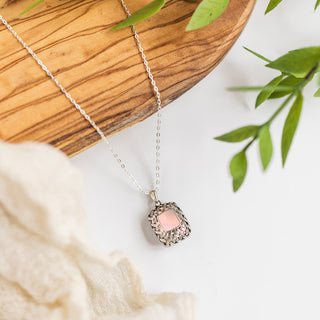 Vintage Quilted Square Sterling Silver Necklace-Sterling Silver-Bottled Up Designs