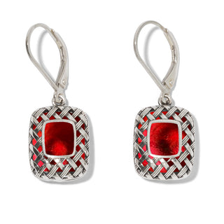 Vintage Quilted Square Sterling Silver Lever Back Earrings-Sterling Silver-Bottled Up Designs