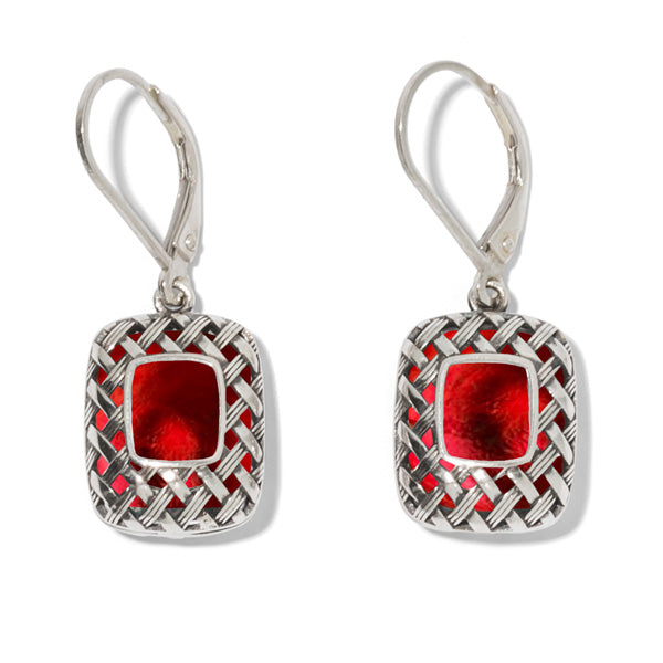 Vintage Quilted Square Sterling Silver Lever Back Earrings-Sterling Silver-Bottled Up Designs