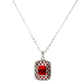 Vintage Quilted Square Sterling Silver Necklace-Sterling Silver-Bottled Up Designs