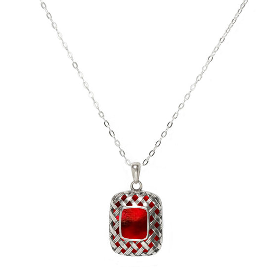 Vintage Quilted Square Sterling Silver Necklace-Sterling Silver-Bottled Up Designs