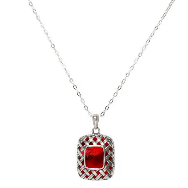 Vintage Quilted Square Sterling Silver Necklace-Sterling Silver-Bottled Up Designs