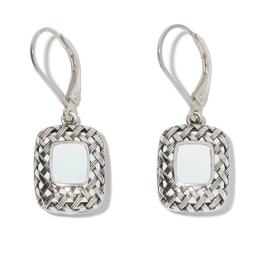 Vintage Quilted Square Sterling Silver Lever Back Earrings-Sterling Silver-Bottled Up Designs