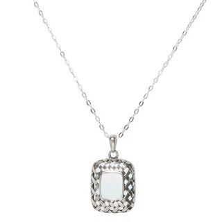Vintage Quilted Square Sterling Silver Necklace-Sterling Silver-Bottled Up Designs