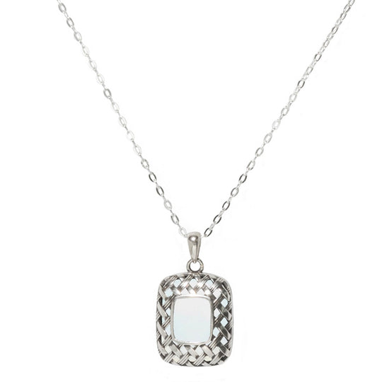 Vintage Quilted Square Sterling Silver Necklace-Sterling Silver-Bottled Up Designs