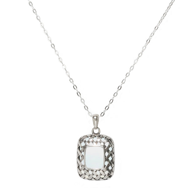 Vintage Quilted Square Sterling Silver Necklace-Sterling Silver-Bottled Up Designs