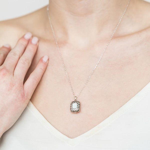 Vintage Quilted Square Sterling Silver Necklace-Sterling Silver-Bottled Up Designs