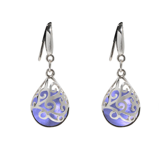 Filigree Teardrop Sterling Earrings-Sterling Silver-Bottled Up Designs