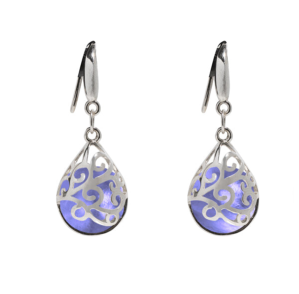 Filigree Teardrop Sterling Earrings-Sterling Silver-Bottled Up Designs
