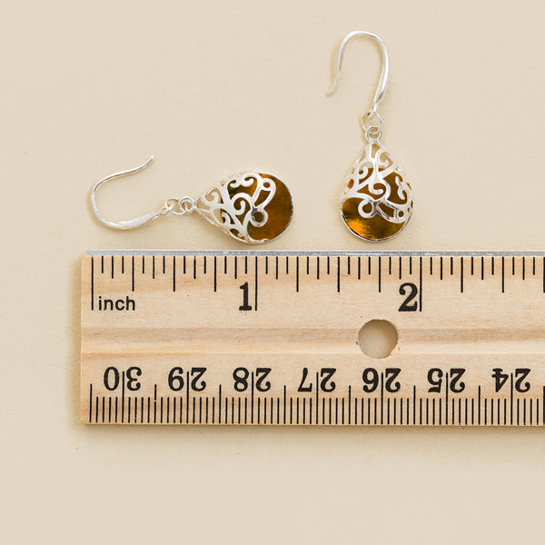 Filigree Teardrop Sterling Earrings-Sterling Silver-Bottled Up Designs