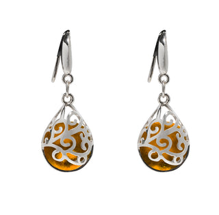 Filigree Teardrop Sterling Earrings-Sterling Silver-Bottled Up Designs