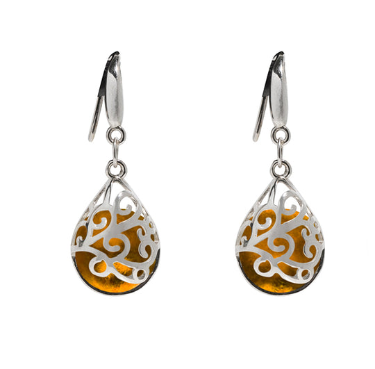Filigree Teardrop Sterling Earrings-Sterling Silver-Bottled Up Designs