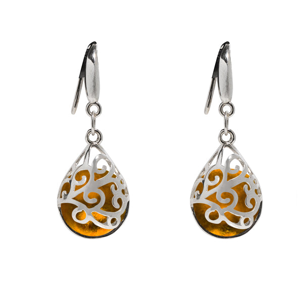 Filigree Teardrop Sterling Earrings-Sterling Silver-Bottled Up Designs