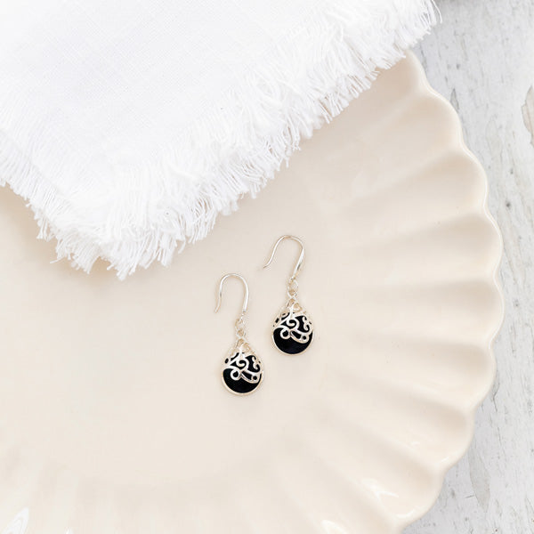 Filigree Teardrop Sterling Earrings-Sterling Silver-Bottled Up Designs