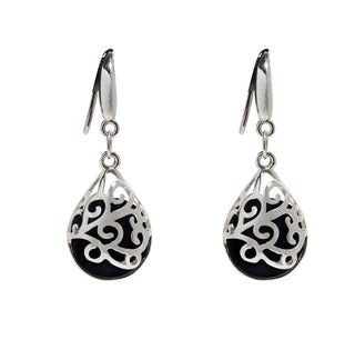Filigree Teardrop Sterling Earrings-Sterling Silver-Bottled Up Designs