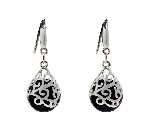 Filigree Teardrop Sterling Earrings-Sterling Silver-Bottled Up Designs