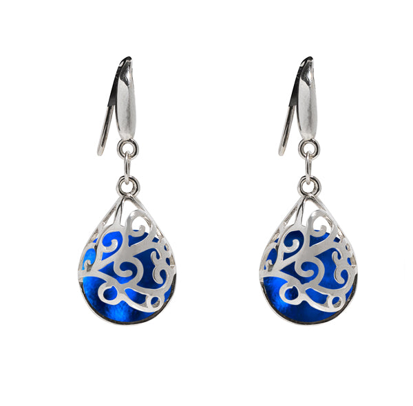 Filigree Teardrop Sterling Earrings-Sterling Silver-Bottled Up Designs