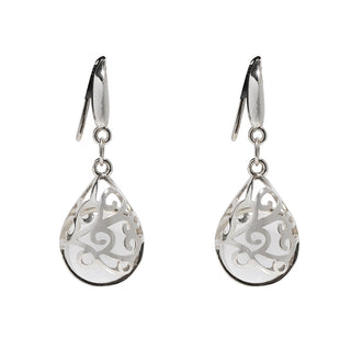 Filigree Teardrop Sterling Earrings-Sterling Silver-Bottled Up Designs